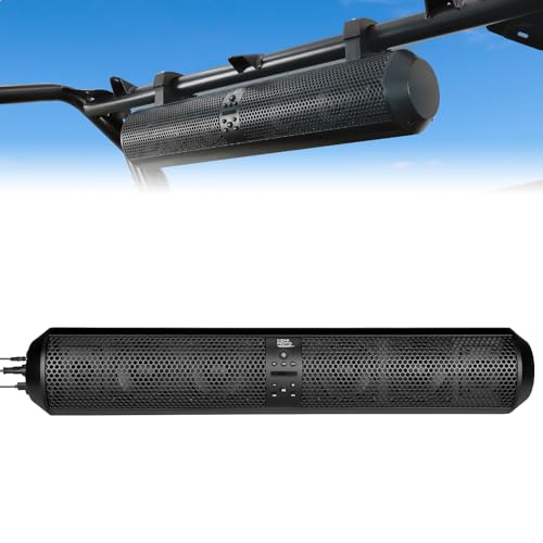 KEMIMOTO UTV Sound Bar SXS Speaker Wireless Control Bluetooth Compatible X3 SoundBar with 2X Tweeter and 4X Subwoofer Compatible with Polaris Can am Talon CForce for 1.56'- 2.25' Roll Cage