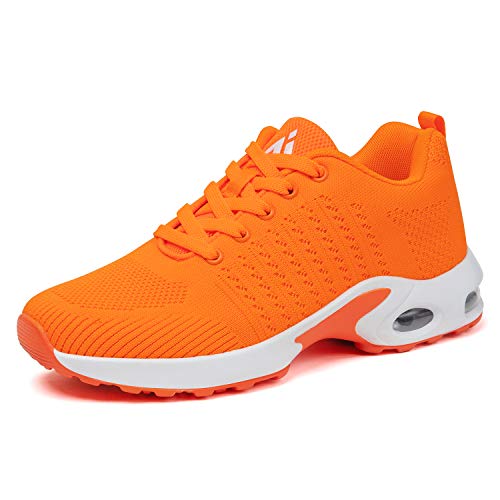 Mishansha Sneakers Women's Lightweight Air Cushion Gym Fashion Shoes Breathable Walking Running Tennis Athletic Sport Orange 7.5