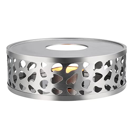 Simtive Teapot Warmer, Brushed Stainless Steel Tea Warmer with Tealight Holder, Silver