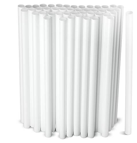 White Jumbo Smoothie Straws, White Disposable Wide-mouthed Large Milkshake Straws 9'' Inches High/Tall 100 pack