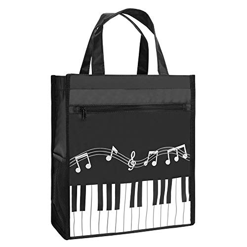 BestSounds Piano Keys Music Waterproof Oxford Cloth Handbag Tote Shopping Book Bag Gift for Kids & Students(Black)