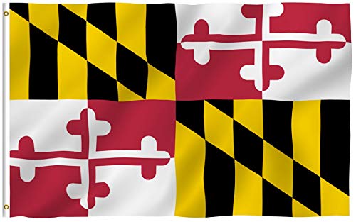 Anley Fly Breeze 3x5 Foot Maryland State Polyester Flag - Vivid Color and Fade proof - Canvas Header and Double Stitched - Maryland MD Flags with Brass Grommets 3 X 5 Ft