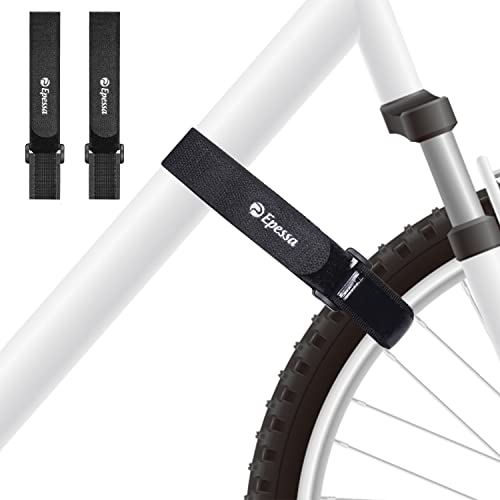 Epessa Bike Rack Strap Bike Wheel Stabilizer Straps, Stonger Grip with Gel, Adjustable Bicycle Straps, Bike Accessories, 2 Pack (Black)