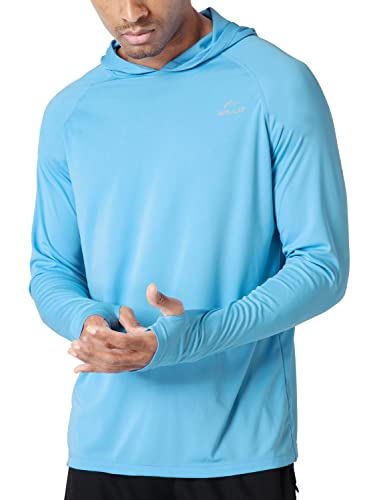 Willit Men's Sun Shirts UPF 50+ Protection Hoodie Rash Guard Shirt SPF UV Shirt Long Sleeve Fishing Outdoor Lightweight Blue L