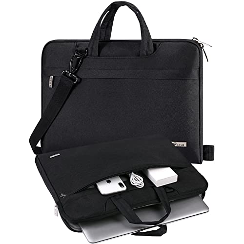 V Voova Laptop Bag 15.6 inch with Shoulder Strap & Handle, Waterproof Laptop Case Sleeve Compatible with 15-16”MacBook Air/Pro, HP Acer Asus Dell Lenovo, Slim Computer Bag for Men Women, Black