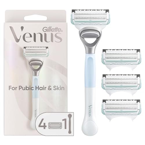 Gillette Venus for Pubic Hair and Skin, Bikini Razors for Women, Women's Razor Handle + 4 Blade Refills