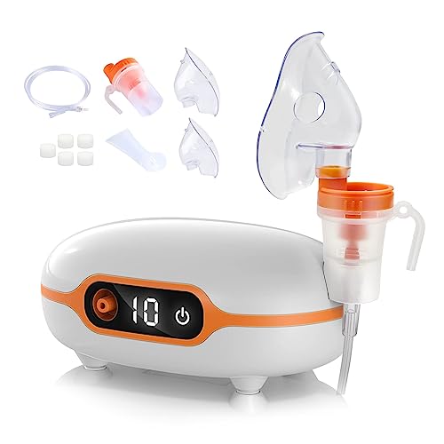 Portable Nebulizer, Nebulizer Machine for Adults Kids, Mini Handheld Nebulizer with Mouthpiece Adults&Chlid Masks, Steam Inhaler of Cool Mist for Travel and Home Use