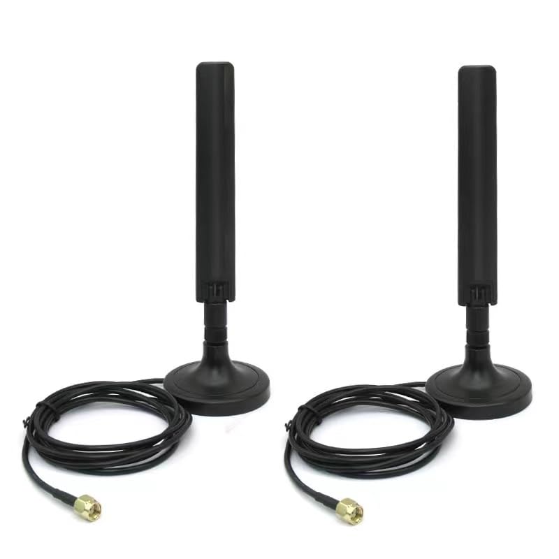 10dbi 2X High Gain Dual Band MIMO Wi-Fi 6E Omni Directional 802.11ax RP-SMA Male Antenna with Strong Magnetic Base for PC Desktop Computer PCI PCIe WiFi Card Wireless WiFi 6E Network Router