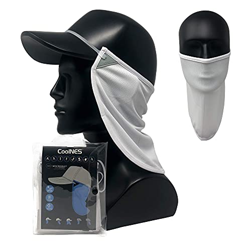 CoolNES - UV Sun Protection Neck Drape Adjustable Multifunctional 2 in 1 Face covering for Outdoor Fishing - Unisex White