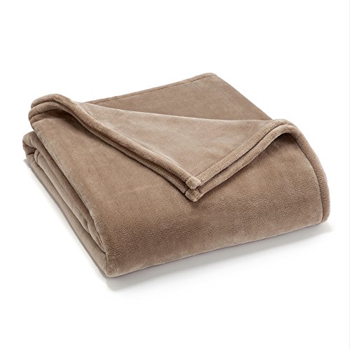 Vellux Sheared Mink Blanket Queen Size - Plush - Super Soft & Cozy - Heavy Weight - Comforter Alternate - Luxury Blanket (90x90 Inch, Khaki)