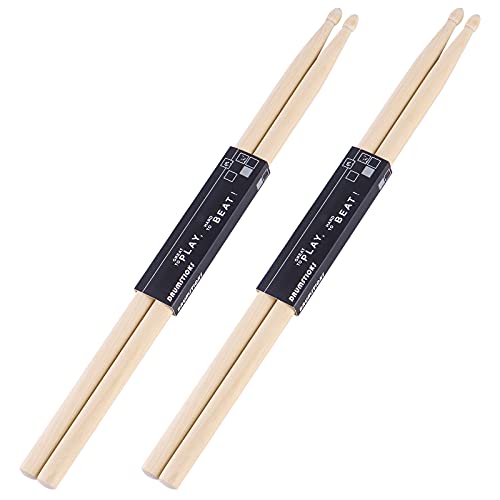 OIETON 2 Pairs Drum sticks 5A Classic Maple Wood Drumsticks Wood Tip Drumstick for Adults Kids and Beginners