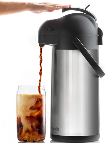 Coffee Carafe with Pump - 102oz / 3L Airpot 12 Hours Large Carafe Hot Cocoa Dispenser for Parties-Hot Water Dispenser, Tea Flask-Insulated Stainless Steel Hot Beverage Dispenser-Thermal Carafe Air Pot