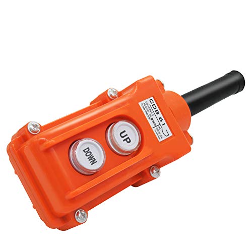 mxuteuk Rain Proof Up-Down Switch Control Station, Crane Pendant Hoist Push Button Switch Momentary COB61-UP-DOWN