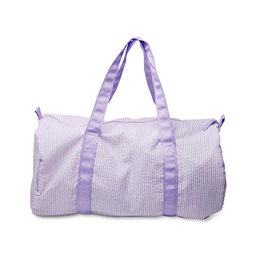 Kids Travel Overnight Bag Seersucker Carry On Lightweight Weekender Duffel Bag for Boys and Girls (Lavender) X-large