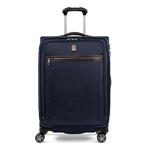 Travelpro Platinum Elite Softside Expandable Checked Luggage, 8 Wheel Spinner Suitcase, TSA Lock, Men and Women, True Navy Blue, Checked Medium 25-Inch