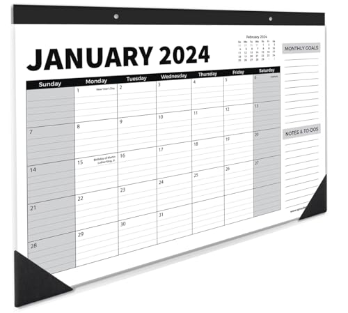 Sproutbrite 18 Month Calendar - Desk Calendar 2024-2025, Desktop Monthly Planner with To-Do List and Notes, Home, Office Desk Calendar (1 Pack, Jan 2024)