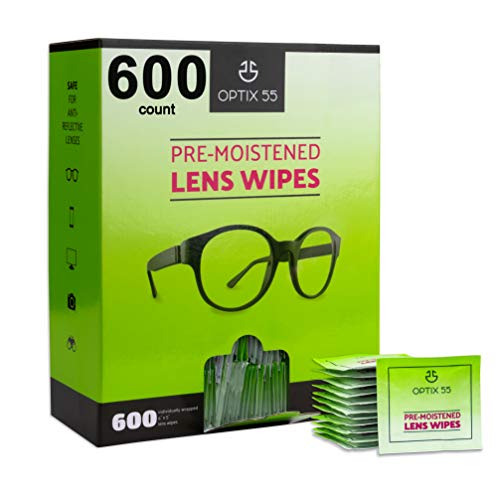 Eyeglass Cleaner Lens Wipes - 600 Pre-Moistened Individual Wrapped Packets in Hangable Box for Wall | Glasses Cleaner Wipe Safely Cleans Eye Glasses, Sunglasses, Screens & Electronics | Streak-Free