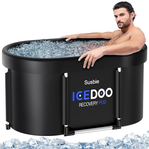 Susbie Upgrade XL 129 Gal Oval Ice Bath Tub for Athletes. Enhanced with Aluminum Alloy Support Legs for Lightweight Durability and Stability, Multiple Portable for Indoor and Outdoor use