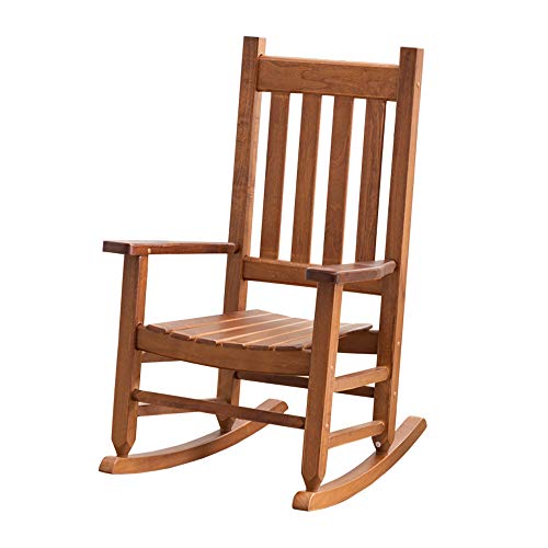 BplusZ Child's Porch Rocking Chair - Perfect for Indoor or Outdoor Patio Use, Small Wooden Rocker for Kids Ages 6-10, Brown