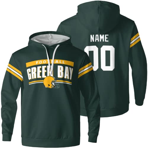ANTKING Green Bay Hoodies Personalized Sweatshirt Customized Any Name Any Number Gifts for Men Kids