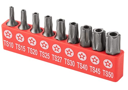 RAMPRO 9Pc Torx Star 5 Point, Security Tamper Proof, Driver Bit Set- T10, 15,20,25,27,30,40,45,50- Multifunction Damage/Shear Resistant Hollow Torque Kit