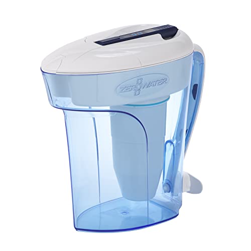 ZeroWater 12-Cup Ready-Pour 5-Stage Water Filter Pitcher 0 TDS for Improved Tap Water Taste - IAPMO Certified to Reduce Lead, Chromium, and PFOA/PFOS, 25 Liter, Blue