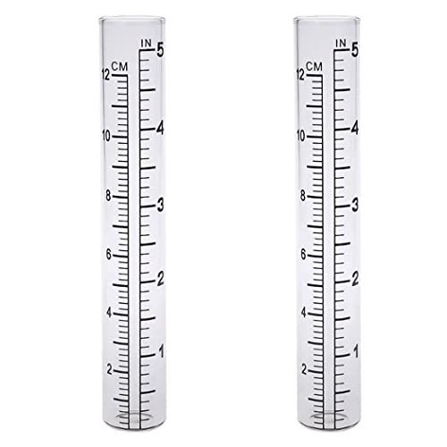 HUTNUOY 5' Rain Gauge Replacement Tube Glass for Outdoor Garden Yard Home, Best Rated 2 Pcs