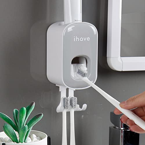 iHave Toothbrush Holder Wall Mounted with Toothpaste Dispenser - Easy to Install, Durable, and Stylish Bathroom Decor & Bathroom Accessories