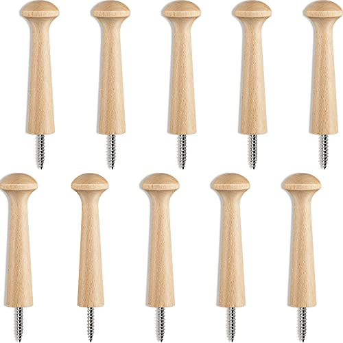 Wooden Shaker Peg Wood Screw-on Shaker Pegs 2.9 Inch Long Unfinished Wood Shaker Racks for Hanging Clothes Hats Towel and More DIY Paint Color (10 Pieces)