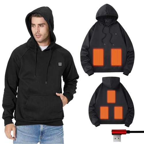 Arioluer Heated Hoodies for Men Women Five-zone Fever Sweatshirt Heated Coat USB Electric Heated Jacket(Battery Not Included)-L