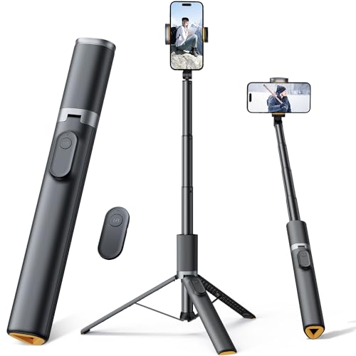 Tripod for iPhone, Weilisi 64' Aluminum Phone Tripod & Selfie Stick Tripod with Remote, Upgraded Phone Tripod Stand All-in-1 & Travel Tripod, Durable Cell Phone Tripod Compatible with All Cellphones