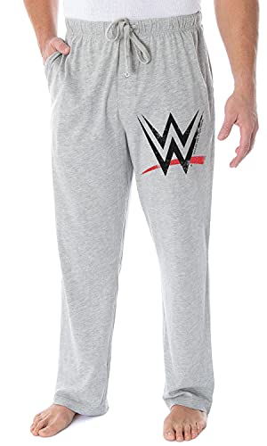 WWE Adult Men's Classic WWE Logo Loungewear Sleep Pajama Pants (Medium) Heather Grey