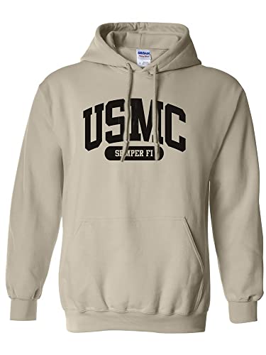 USMC Semper Fi Marines Hooded Sweatshirt in Sand - X-Large