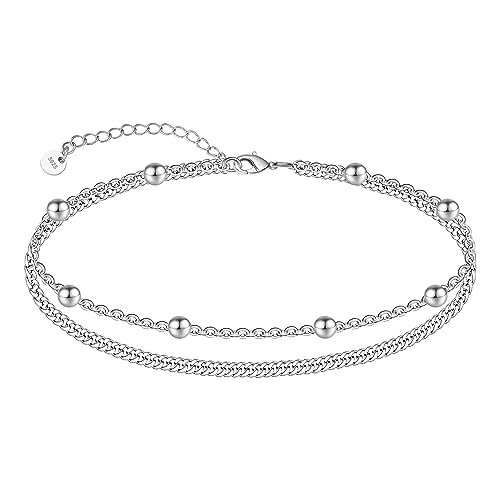 CHIC & ARTSY Anklet Bracelets925 Sterling Silver Satellite Ankle Bracelets for Women Layered Anklets Foot Chain Anklet Bracelet