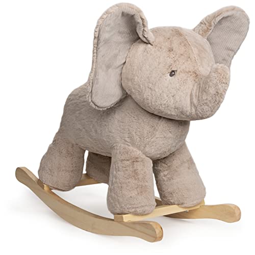 GUND Elephant Rocker with Wooden Base Plush Stuffed Animal Nursery, Gray, 23'