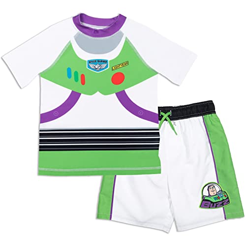 Disney Pixar Toy Story Buzz Lightyear Toddler Boys Rash Guard and Swim Trunks Outfit Set 4T