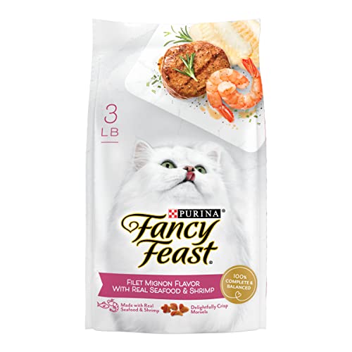 Purina Fancy Feast Dry Cat Food Filet Mignon Flavor with Seafood and Shrimp - 3 lb. Bag