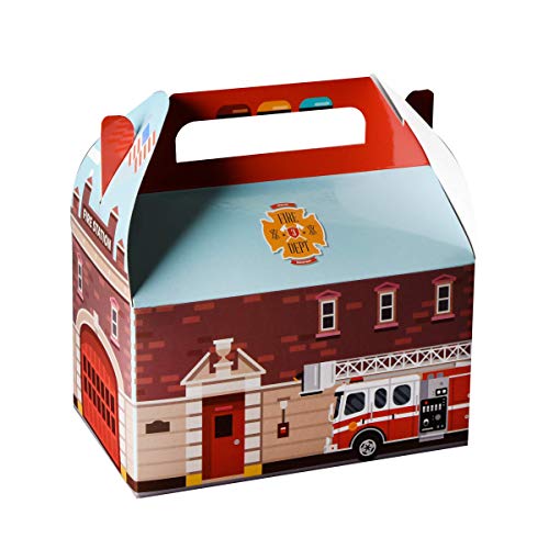 Hammont Paper Treat Boxes - (10 Pack) - Party Favors Treat Container Cookie Boxes Cute Designs Perfect for Parties and Celebrations 6.25' x 3.75' x 3.5' (Fire)