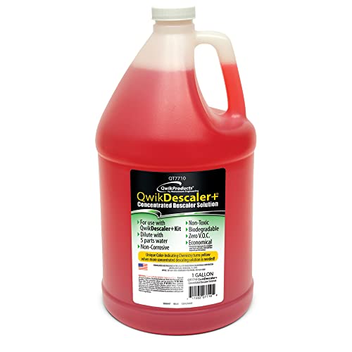 QwikDescaler + Concentrated Descaler Solution, Tankless Water Heater Descaling Solvent for Heat Exchanger, Quickly Dissolves Scale, Lime, Tarnish and Deposits, 1 Gallon