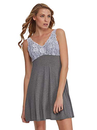 Felina Micro Modal Chemise - Summer Dress, Nightgown for Ladies, Mini Dress (Medium Heather Grey, Large)