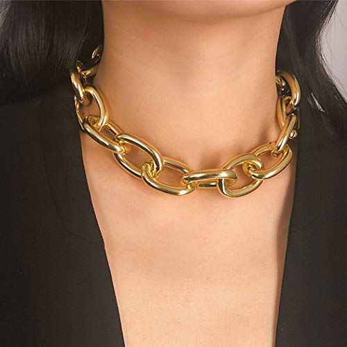 CLOACE Chunky Choker Necklace Gold Cuban Link Chain Thick Necklaces Punk Jewelry for Women and Girls (Gold cuban chain)