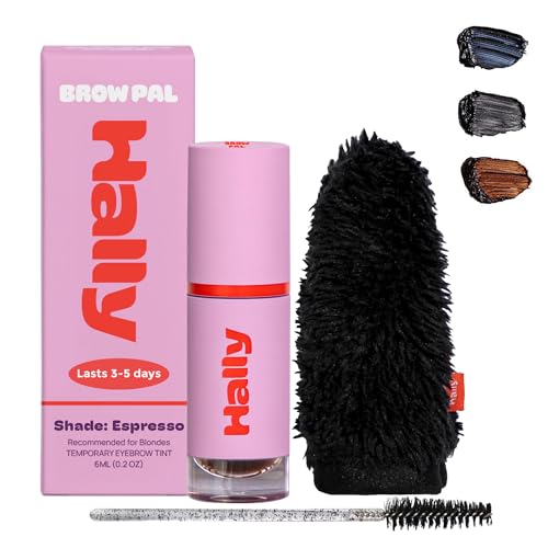 HALLY Brow Pal | Espresso | Temporary Eyebrow Tint Kit | Safe, Vegan Formula Easy to Apply at Home I Get Fuller Looking Eyebrows in 10 Minutes | Lasts 3-5 Days
