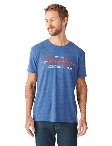 Lucky Brand mens Short Sleeve Crew Neck Fender Wave Tee T Shirt, Monaco Blue, X-Large US