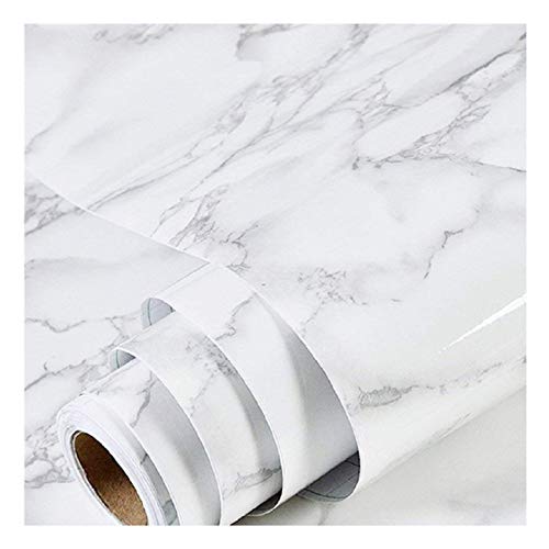 practicalWs Marble Wallpaper Granite Gray&White Paper Roll 23.6' x 118' Kitchen Countertop Cabinet Furniture is Renovated Thick PVC Easy to Remove Without Leaving Glue Upgrade