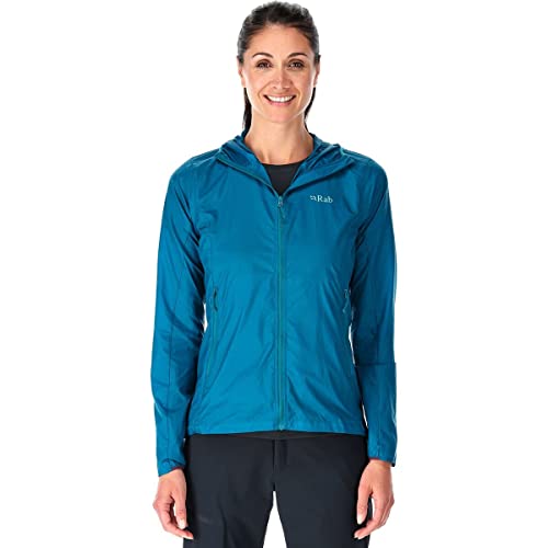 RAB Women's Vital Hoody Ultralight Windproof Shell Jacket for Hiking, Trail Running, & Climbing - Ultramarine - Large