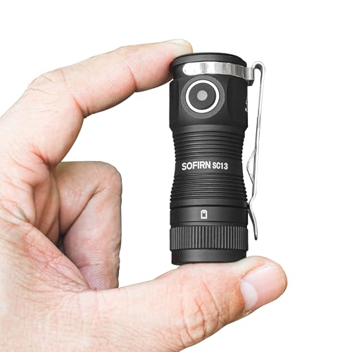 sofirn LED Small Flashlight USB C Rechargeable, SC13 Bright 1300 Lumens EDC Keychain Flashlights with IPX8 Waterproof, Portable Key Ring Mini Flash Light for Everyday Carry Camping Hiking