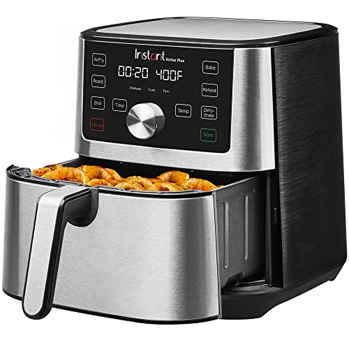 Instant Vortex Plus 4QT Air Fryer, Custom Program Options, 6-in-1 Functions Crisps, Broils, Roasts, Dehydrates, Bakes, Reheats, 100+ In-App Recipes, from the Makers of Instant Pot, Stainless Steel