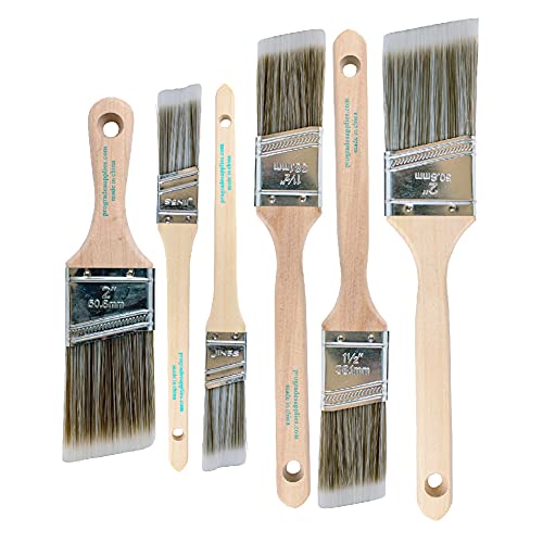 Vermeer Paint Brushes 6-Pack Angle Brushes in Assorted Sizes for All Latex and Oil Paints & Stains - Home Improvement - Interior & Exterior Use