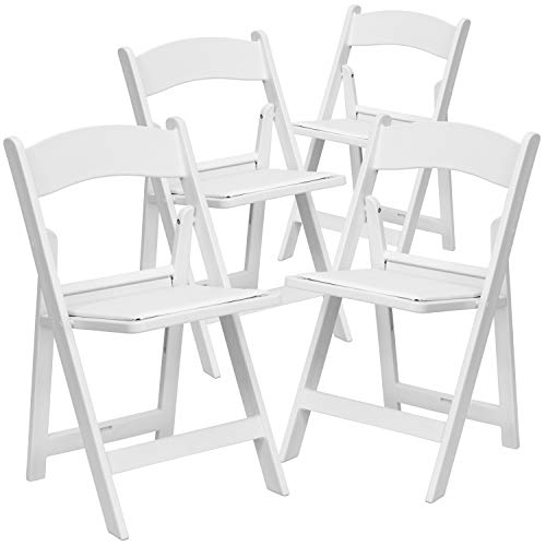 Flash Furniture Hercules Series Folding Chair - White Resin - 4 Pack 800LB Weight Capacity Comfortable Event Chair - Light Weight Folding Chair