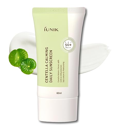 IUNIK Centella Calming Moisture Daily Sunscreen SPF 50+ PA++++ Matte & No White Cast Centella Asiatica Dry Oily Sensitive Vegan Korean Skincare